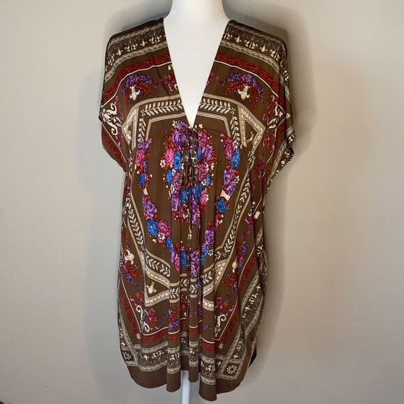 Floral Bohemian V Neck Dress Medium - Picture 1 of 4